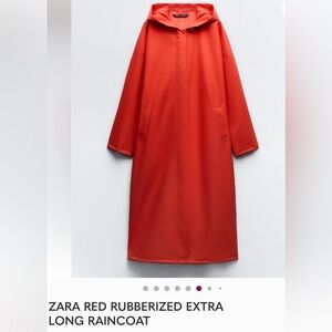 Zara Vibrant Red Hooded Raincoat